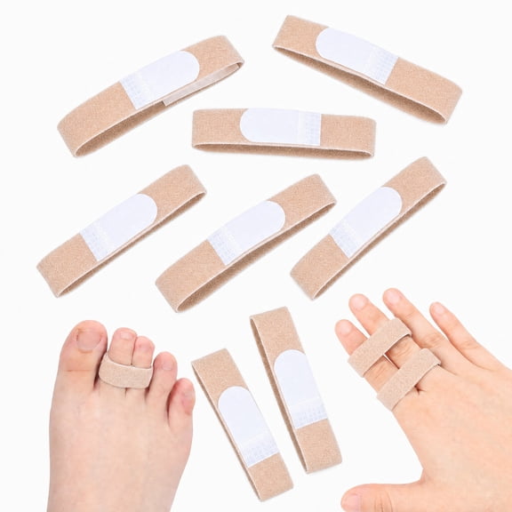 Stcellnmex Buddy Tape Finger Straps, No Slip Hook and Loop Padded Support Wrap, Washable Reusable Splints, Nude Color, 10 Pack