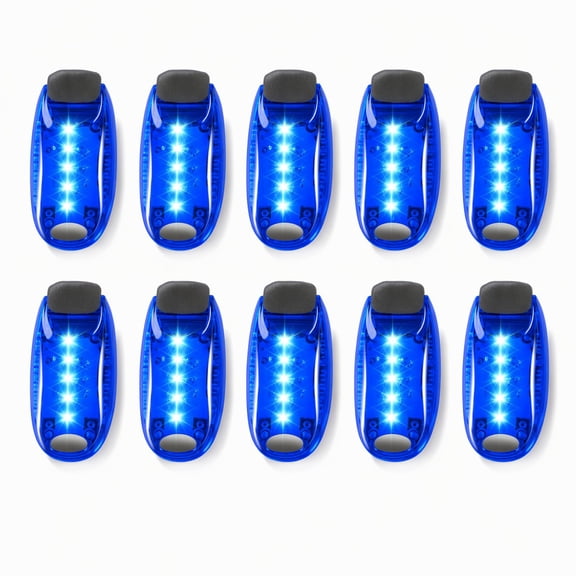 Stcellnmex Clip On LED Flashing Strobe Safety Lights High Visibility Running Reflective Lamp For Runner Dog Bike Helmet Tail 10 Pcs Blue