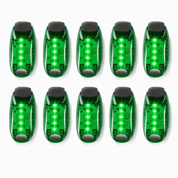 Stcellnmex Clip On LED Flashing Strobe Safety Lights High Visibility Running Reflective Lamp For Runner Dog Bike Helmet Tail 10 Pcs Green