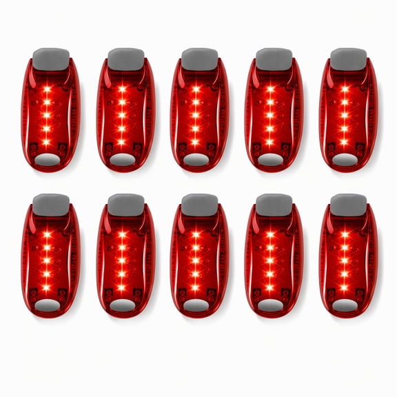 Stcellnmex Clip On LED Flashing Strobe Safety Lights High Visibility Running Reflective Lamp For Runner Dog Bike Helmet Tail 10 Pcs Red
