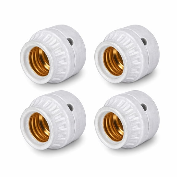 Stcellnmex E27 Medium Base Porcelain Lamp Holder Socket 660W 250V Two Hole Flanged Mount White 4 Pcs