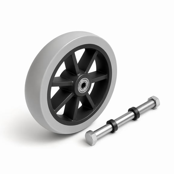 Stcellnmex Gray 6 Inch Rubber Rollator Walker Replacement Wheels With 1 Axles For Mobility Equipment 1 Pc