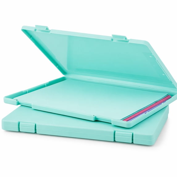 Stcellnmex Green Plastic A4 Paper Storage Box Portable Document Organizer 2 Pack