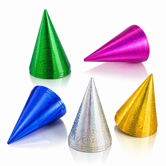 Stcellnmex Metallic Foil Cone Hats Colorful Birthday Party Decor Supplies 15 Pack