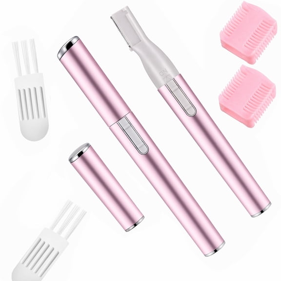 Stcellnmex Pink Precision Electric Eyebrow Trimmer Mini Battery Operated Face Shaver With Comb Personal Epilator For Face Neck Lips Legs Women Christmas Gift 2 Pcs Pack
