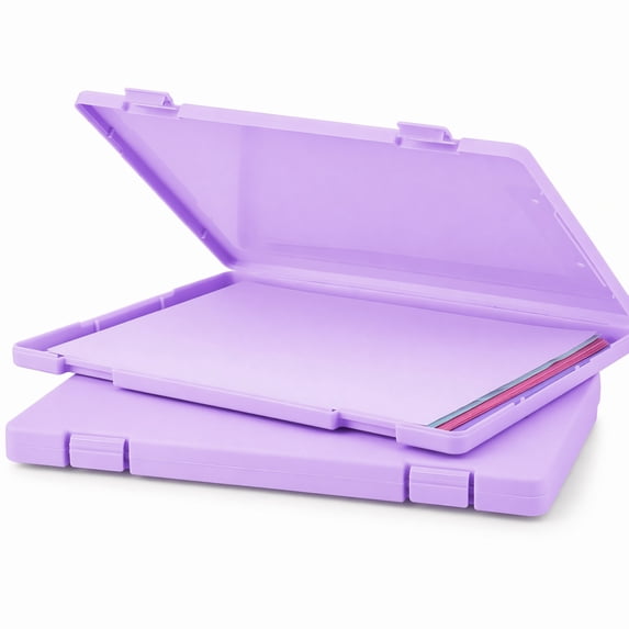 Stcellnmex Purple Plastic A4 Paper Storage Box Portable Document Organizer 2 Pack