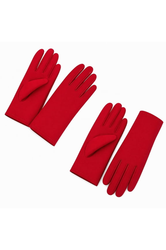Red Women Stretchy Spandex Short Gloves 2 Pairs for Cosplay Party Banquet Uniform Parade