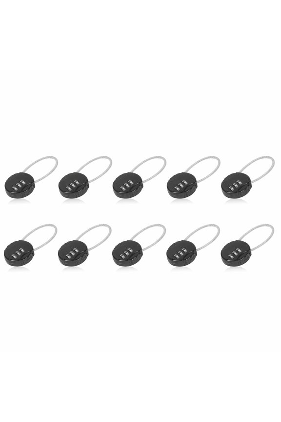 3 Digit Combination Luggage Lock (Includes 8 Combination Locks), Black, 10 Pack