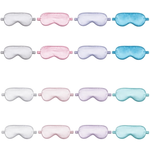 Stcellnmex Silk Sleep Mask Soft Smooth Eye Cover with Elastic Strap Light Blocking for Sleep Travel Relax One Size 16 Pack