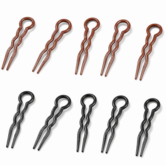 Stcellnmex U Shaped French Hair Pins Black And Brown Spiral Twist Styling Grip Clips For Thick Hair Wedding Bridal Women Hairstyles 10 Pcs