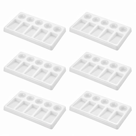 Stcellnmex White 10 Well Rectangular Plastic Paint Palette Multifunctional Art Mixing Tray 6 Pack