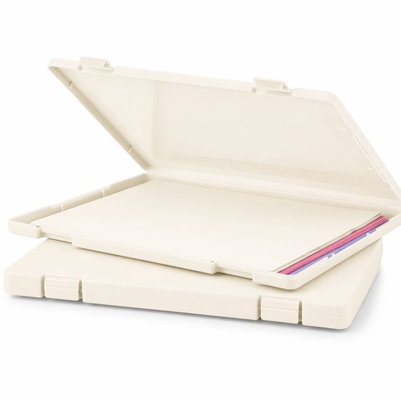 Stcellnmex White Plastic A4 Paper Storage Box Portable Document Organizer 2 Pack