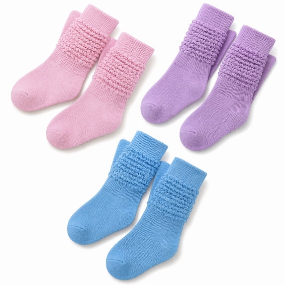 Stcellnmex Womens Long Slouch Socks Soft Thick Scrunchie Socks 9-11 Size 3 Macaron Colors 3 Pack