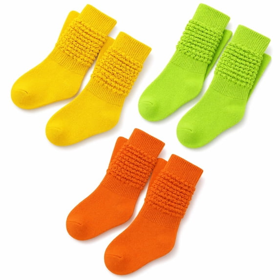 Stcellnmex Womens Long Slouch Socks Soft Thick Scrunchie Socks 9-11 Size 3 Neon Colors 3 Pack