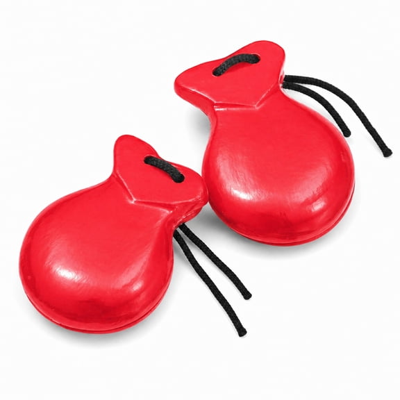 Stcellnmex Wood Castanets Flamenco Hand Percussion Instrument With String Red 2 Pack
