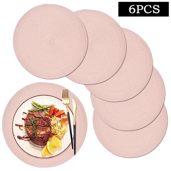 Wowhub 15" PP Woven Round Placemats, Placemats Set of 6, champagne