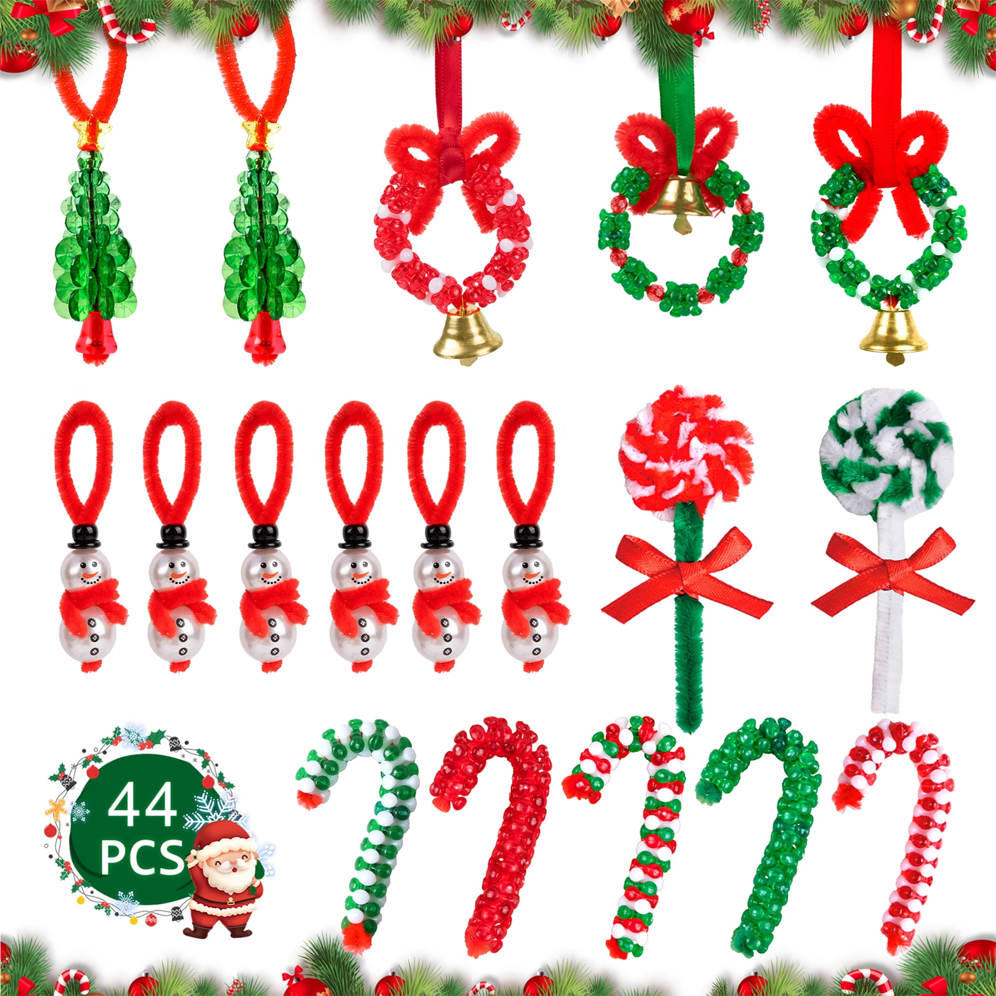 24 Sets Christmas Ceramics To Paint - DIY Ornament Craft Kit With Santa, Snowmen & Trees
