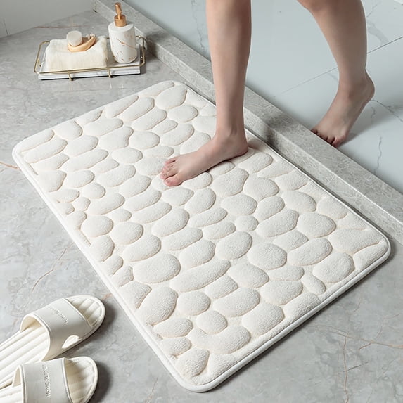 Anti Slips Bath Mat, Soft Absorbent Bathroom Rug, 20"x32", White