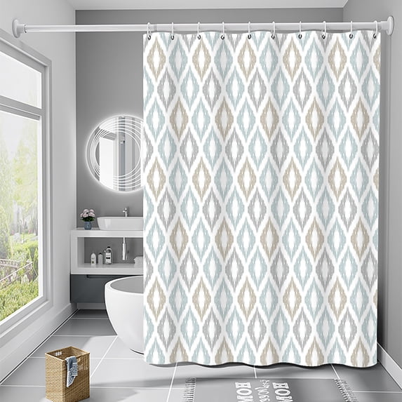 Wowhub Diamond Shower Curtain Set, 72 x 72 Inches with Diamond arrange Design