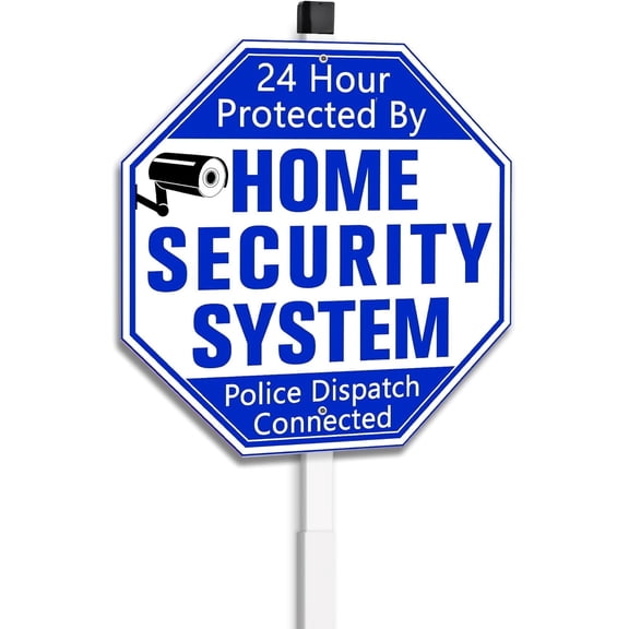 Wowhub Home Security System Signs for Yard, Security Yard Signs with Stake, Protected By Home Security System Sign, 10"x 28", Metal