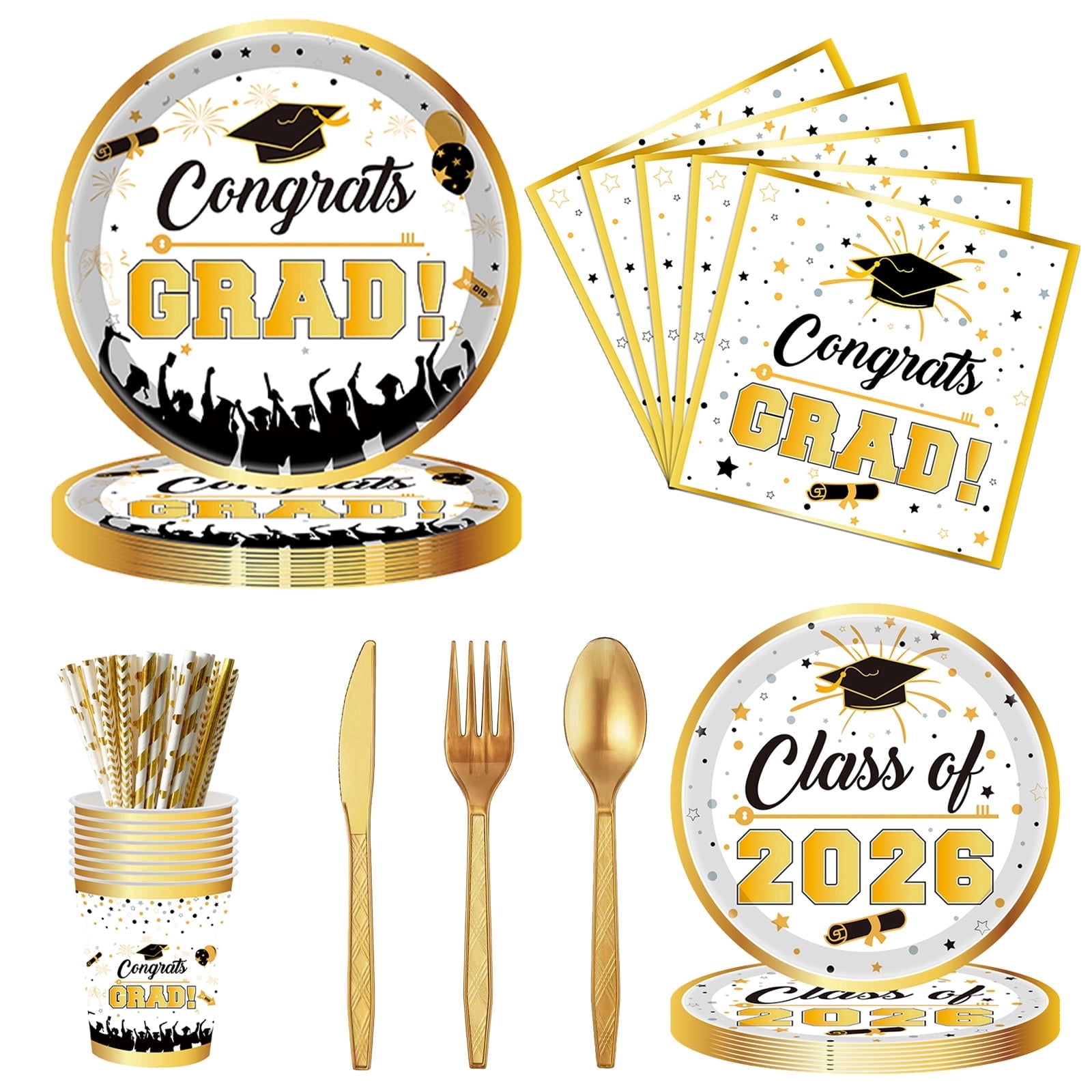 Graduation Plates and Napkins Party Supplies，Class of 2026 Congrats ...