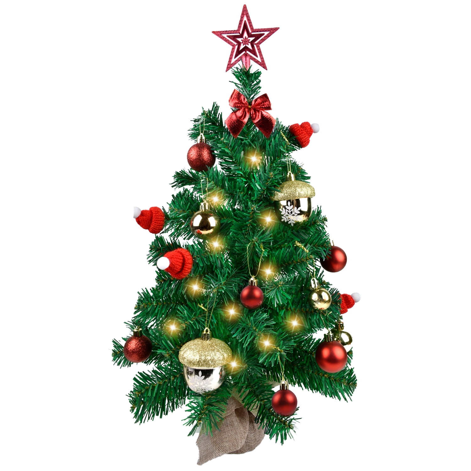 Small Artificial Christmas Tree With Lights and Ornaments