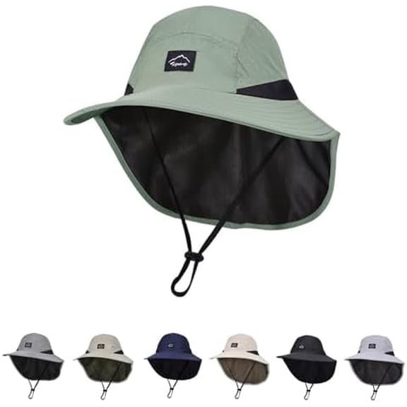 Stcylzfu Outdoor Kids Sun Hat with Neck Flap UPF 50 Quick Dry Beach Hats for Baby Boys Girls Age 2-12 Years Adjustable