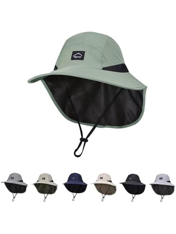 Outdoor Kids Sun Hat with Neck Flap UPF 50+ Quick Dry Beach Hats for Baby Boys Girls Age 2-12 Years Adjustable