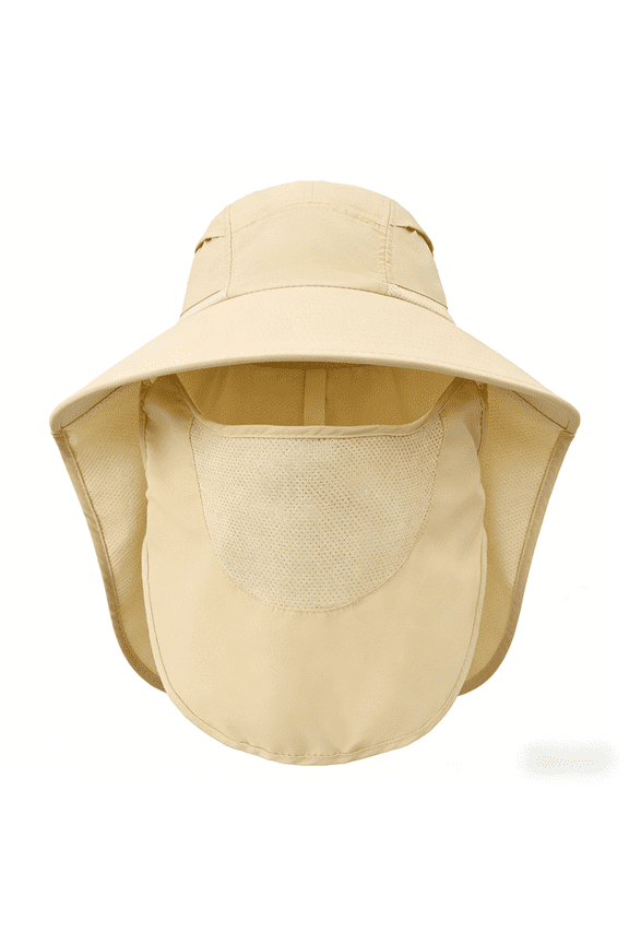 Stcylzfu Sun Hats for Men Women Detachable Face Cover Wide Brim Fishing Hats with Neck Flap UPF 50+ Outdoor Safari Hats