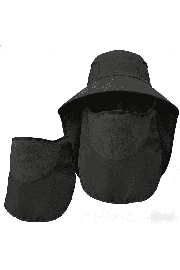 Stcylzfu Sun Hats for Men Women Detachable Face Cover Wide Brim Fishing Hats with Neck Flap UPF 50+ Outdoor Safari Hats