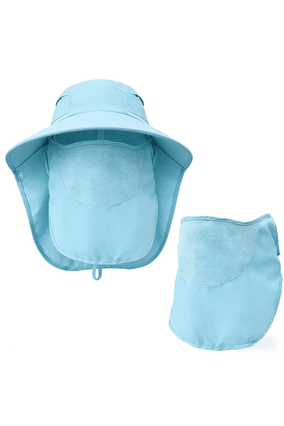 Stcylzfu Sun Hats for Men Women Detachable Face Cover Wide Brim Fishing Hats with Neck Flap UPF 50+ Outdoor Safari Hats