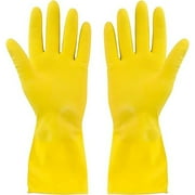 SteadMax 10 Pack Yellow Cleaning Latex Dish Gloves, Individually Packed, Small Size (10 Pairs)