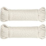 SteadMax 100 ft Natural Cotton 3/16 Inch Clothesline UV Resistant Laundry Line Rope, Off-White, 2 Pack (50 ft Each)