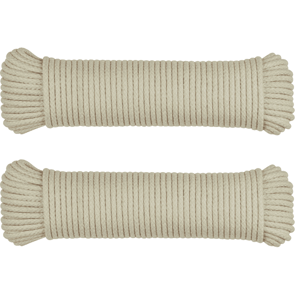 steadmax 200 ft. Natural Cotton Clothesline Rope, Off-White, Heavy Duty