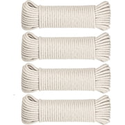 steadMax Natural Cotton Twisted Clothesline Rope Cord, 3/16 Inch, 200ft Total (4 Pack, 50ft Each)