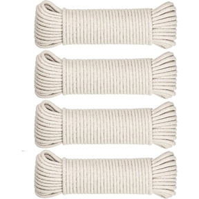 steadMax Natural Cotton Twisted Clothesline Rope Cord, 3/16 Inch, 200ft Total (4 Pack, 50ft Each)