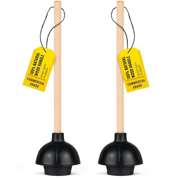 steadmax Heavy-Duty Rubber Toilet Plunger, 22-Inch Bathroom Plunger, Black, 2-Pack