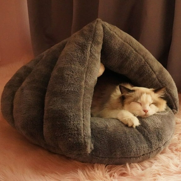 Steadlien Cozy Winter Pet Bed with Semi-Enclosed Design - Premium Cotton Cat House for Small Dogs and Cats - Warm Sleeping Shelter for All Seasons Home Decor