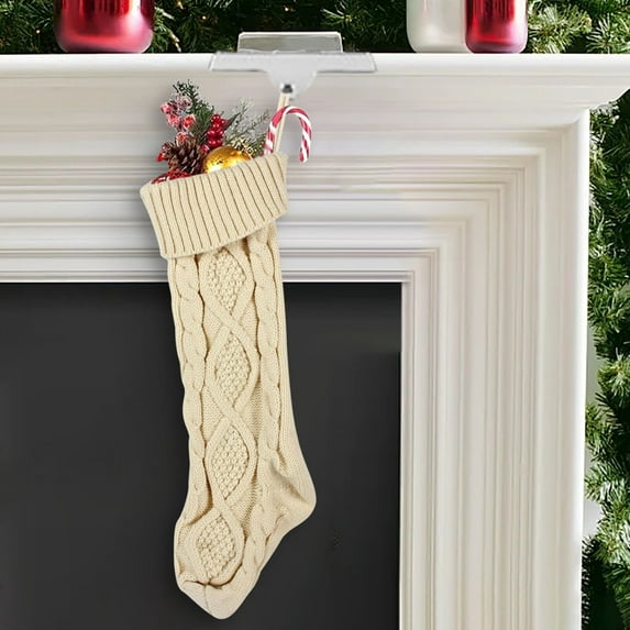 Steadlien Oversized Knitted Christmas Stocking - Soft Yarn Holiday Hanging Ornament - Festive Gift Bag for Candy and Small Presents Seasonal Decoration