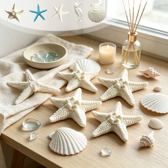 Steadline 10Pcs Mini Resin Ocean Decor Set,Waterproof Solid Starfish Seahorse Shell Ornaments,DIY Beach Craft Accessories For Aquarium,Photo Frame,Gift Wrapping Coastal Home Layout