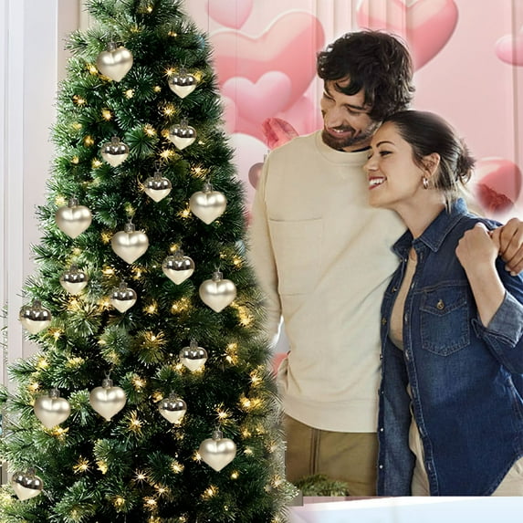 Steadline 12 Piece Heart Ornament Set Romantic Valentine's Day Decor with Dual Finish Design Unique Hanging Decoration Gift for Couples Holiday Celebration