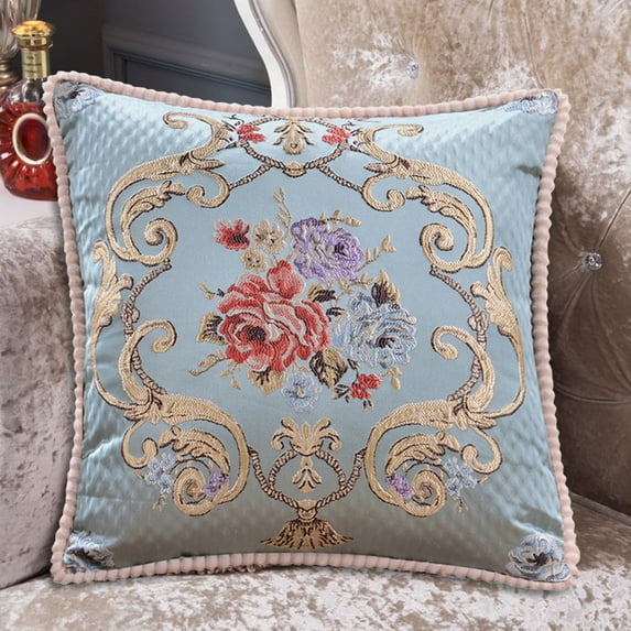 Steadline 19 Inch European Jacquard Throw Pillow - Luxury Sofa Back Cushion with Embossed Floral Pattern - Car Seat Bedroom Decorative Pillow Cover - Home Decor Accent Piece