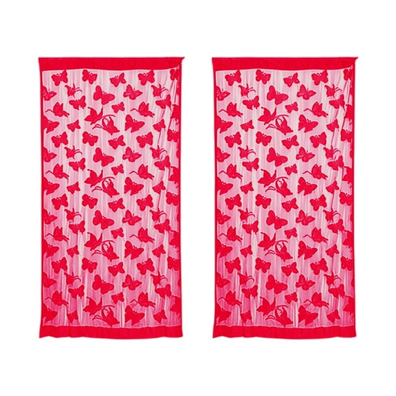 Steadline 2-Pack Butterfly Embroidered Thread Curtain with Decorative Fringe - Sheer Partition Door Curtain for Living Room and Bedroom Background Decor