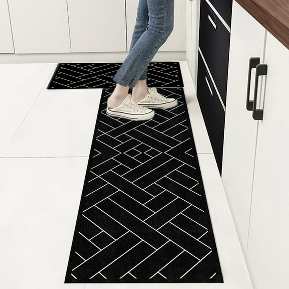 Steadline 2-Piece Kitchen Mat Set with Anti-Fatigue Cushioning - Non-Slip Backing for Safety - Machine Washable Design for Kitchen and Office Use