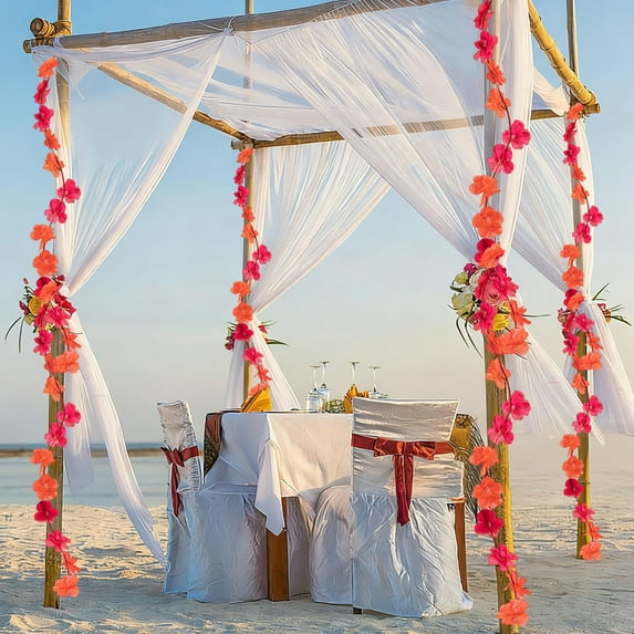 Steadline 250cm Artificial Cherry Blossom Vine with Pink and White Flowers for Indoor and Outdoor Decoration - Hanging Plastic Greenery for Garden, Porch and Wedding Decor (3 Pieces)