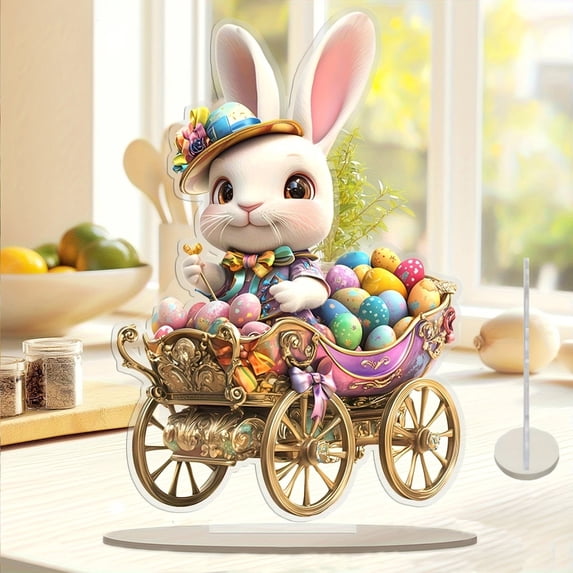 Steadline 2D Printed Acrylic Easter Holiday Ornament Decoration,Flat Surface Wall Art Home Decor for Desktop Bookshelf Living Room Bedroom Classroom Spring Festival Party Centerpiece