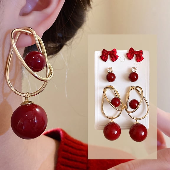 Steadline 3-Pair Women's Earrings Set with Silver Needle for Valentine's Day Gift - Lightweight Acrylic Jewelry Perfect for Daily Wear and Special Occasions