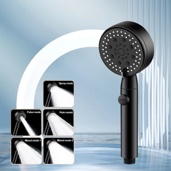 Steadline 5 Mode Turbocharged High Pressure Shower Head with Visible Turbo Fan - One Hand Operation with Water Saving Pause Function and Universal Installation for All Bathrooms