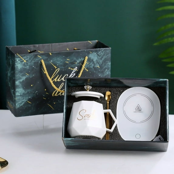 Steadline 55°C Constant Temperature Mug Set - Ceramic Heated Cup with Smart Temperature Control for Coffee Tea Office Home Use Gift Box Packaging