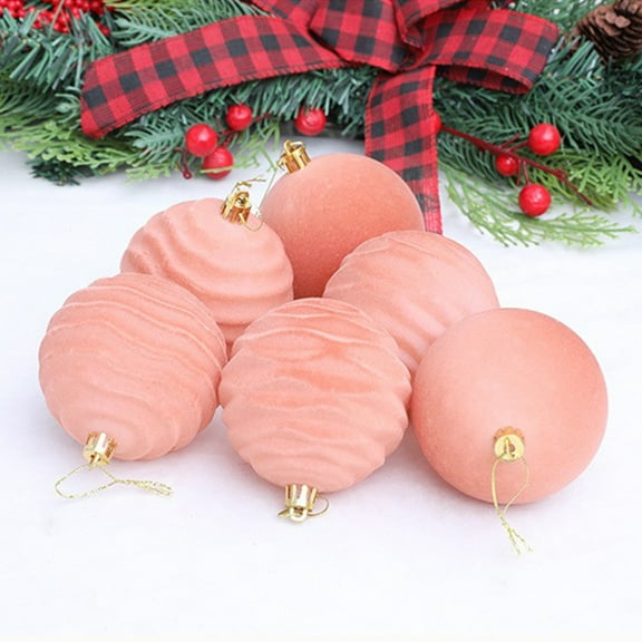 Steadline 6 Piece Flocked Christmas Ball Ornament Set - Soft Textured Tree Decorations With Metallic Accents Holiday Home Decor With Classic Color Palette For Festive Display